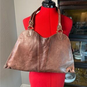 Chaos Leather Collection Brown Genuine Leather Tote Shoulder Bag
